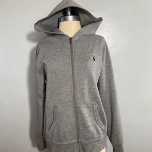 Polo Ralph Lauren Heather Grey  Cotton zip up Hoodie Size XL 18-20